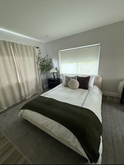 CB2 Queen Bed- Brand New- Cantar Ivory Velvet Upholstered Queen Bed