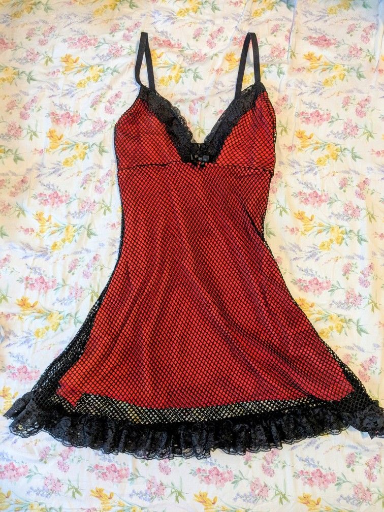 Widow red and black slip dress