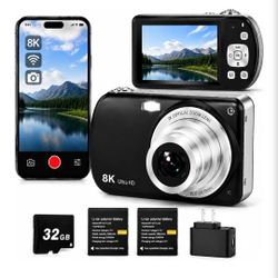 8K Digital Camera with 7X Optical Zoom, 2.8" Touchscreen & 5-Axis Anti-Shake, Vlogging Camera with WiFi for Beginners Teens, Compact Camera for Travel