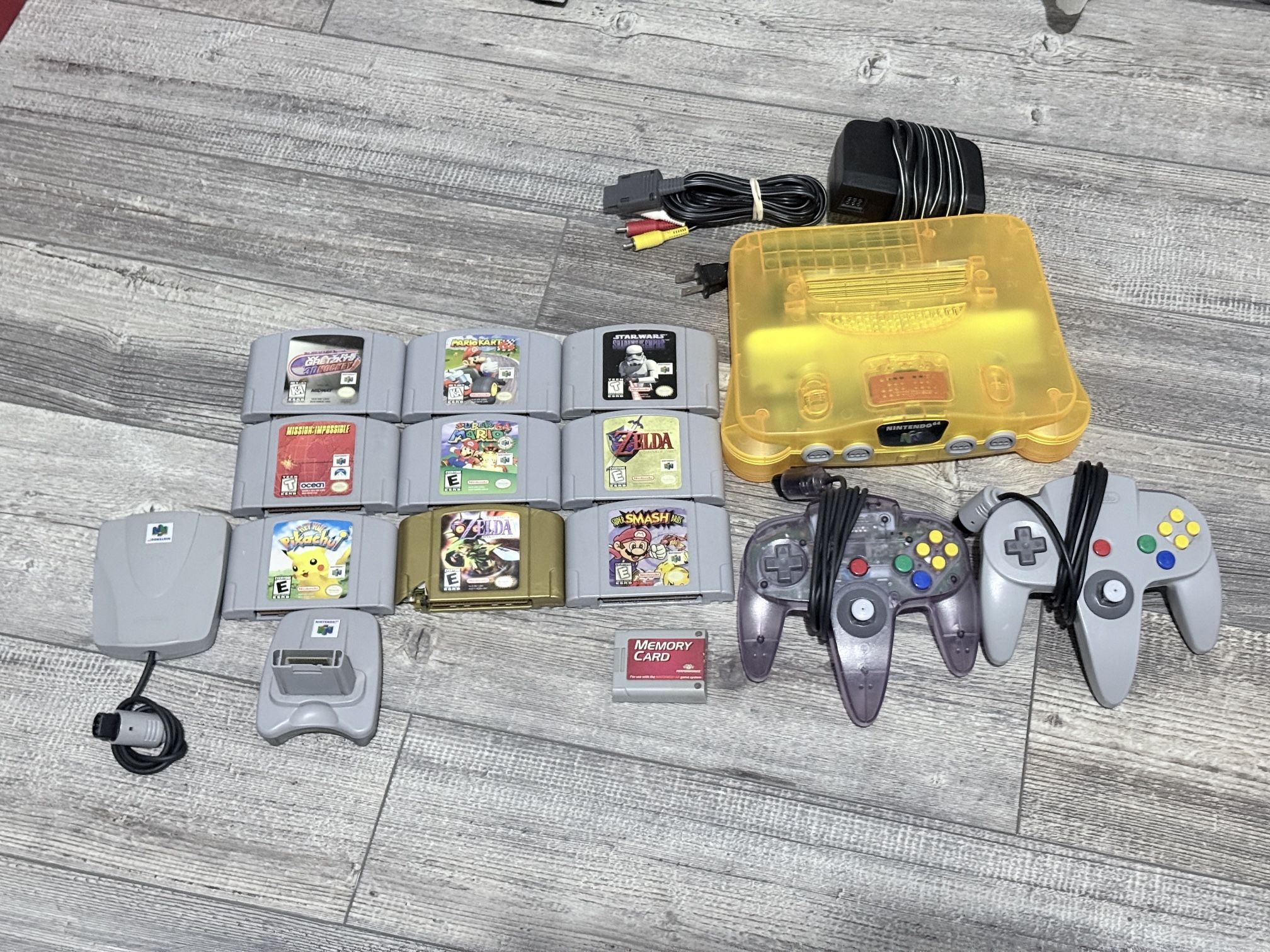 Nintendo 64 N64 System with Expansion Pak 2 controllers and 9 games bundle Mario smash Zelda tested