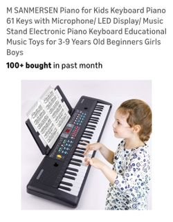 Piano for Kids Keyboard Piano 61 Keys with Microphone/ LED Display/ Music Stand Electronic Piano Keyboard Educational Music Toys for 3-9 Years