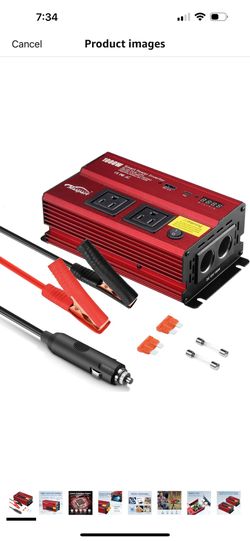 Inverter 1000W Car Power Inverters,12v DC to 110v AC Converter with Dual AC Outlets 3.0A USB and Type-C