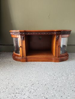 Traditional Wood TV Stand with Glass Cabinets