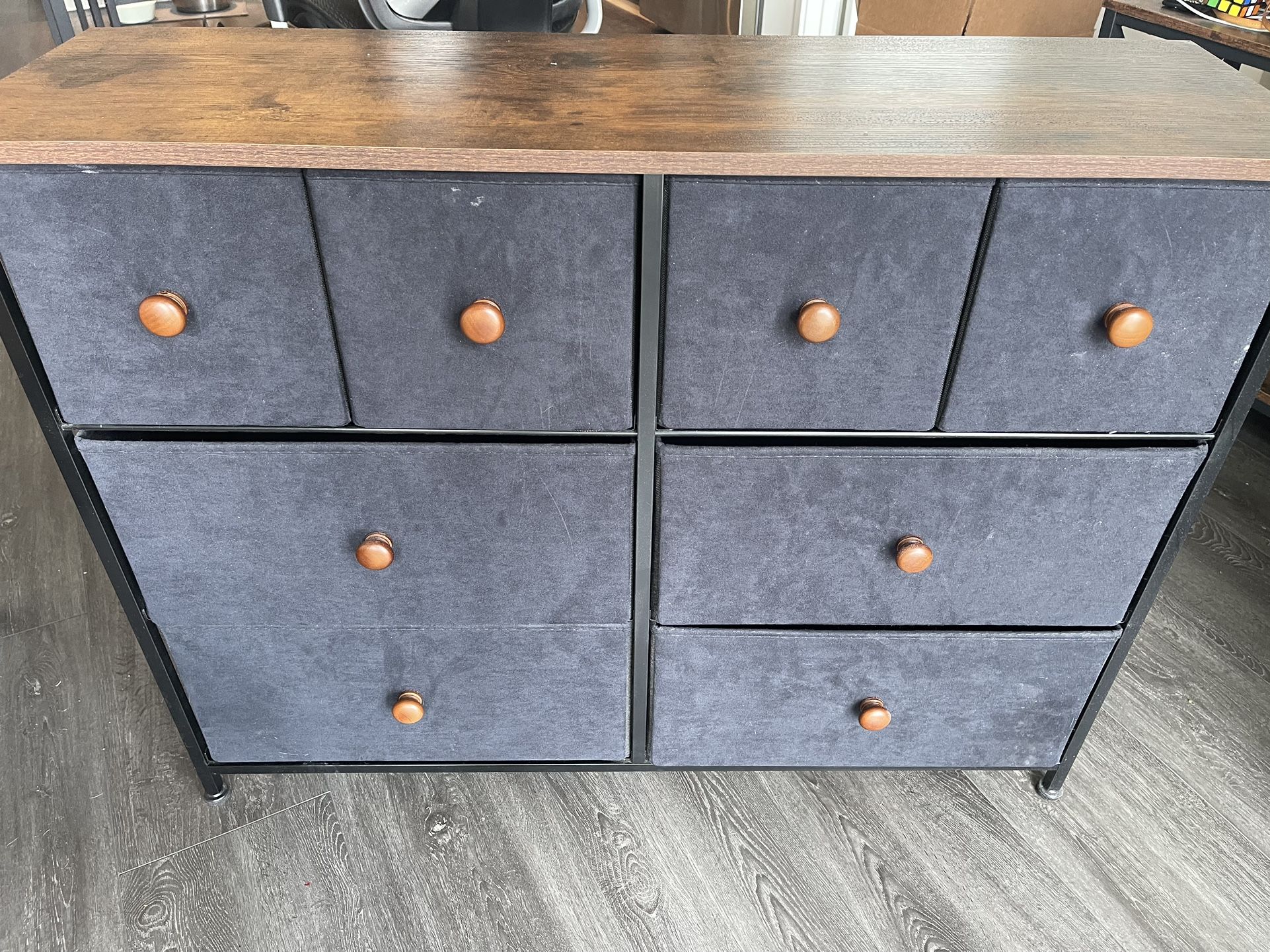 Bedroom Dresser - Wood & Suede Canvas