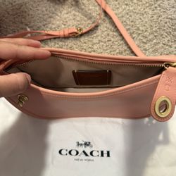 Coach 1941 Swinger Candy Pink Brass C5430 Leather Shoulder Bag With Two Chains