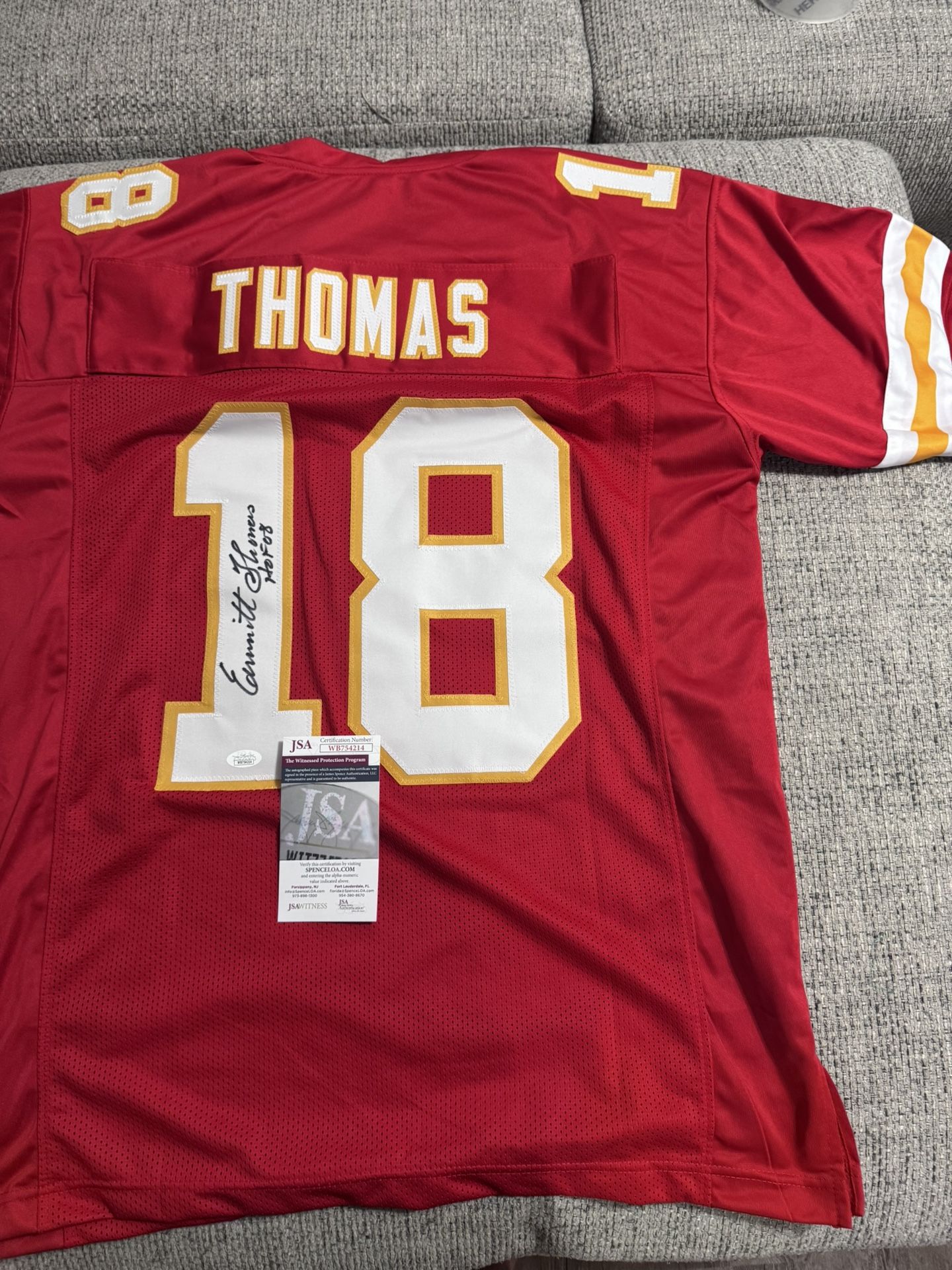Emmitt Thomas Signed Autograph Custom Jersey - JSA COA - Kansas City Chiefs