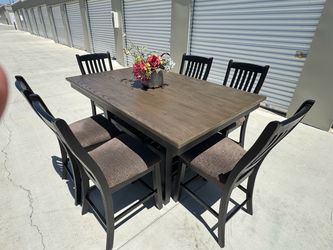 Counter Height Dining Table Set with 6 Chairs