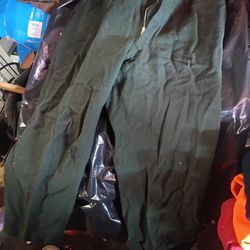 2 Pairs Of Woolrich Green Pants With Suspenders Loops