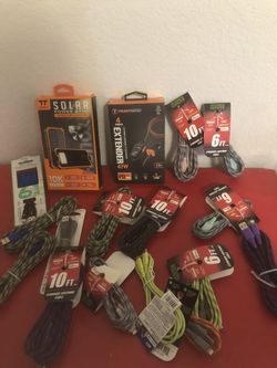 iPhone Charging Set Solar Power Bank,  two 10” Cables One 6” & Car Extender