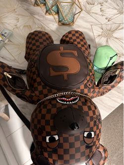 LIMITED EDITION* Sprayground Brown Teddy Bear Backpack Monogram Money Checkered Bag