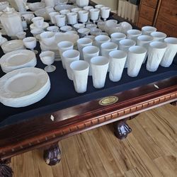 Large Lot Of Great grandma's Vintage Milk Glass
