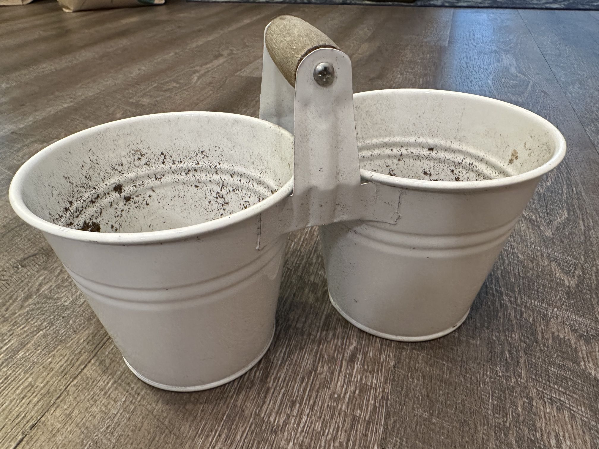 Double Plant Pot with Handle - Each Pot Approx 4.5” Wide 