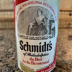 1976 Schmidt's 12oz Seamless Steel Empty Beer Can Betsy Ross Bicentennial