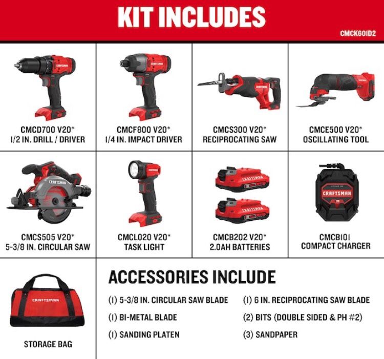 Drill Driver Craftsman V20 Cordless Drill Combo Kit CRAFTSMAN V20 - Main Image