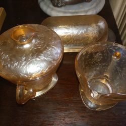 Butter dish, Cream & Sugar set