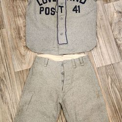 Vintage Youth Baseball Wool Flannel Uniform, 1949 or 1950, VFW Post 41