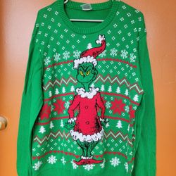 Dr. Seuss Grinch UGLY CHRISTMAS Sweater Mens XLARGE Multi Christmas Graphic Crew Neck Pullover