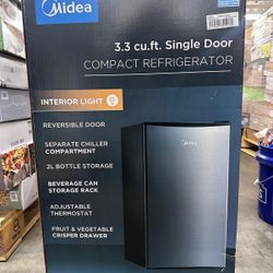 Midea Compact Refrigerator, 3.3 cu ft, Black