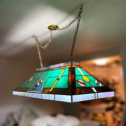BILLIARD LIGHT STAINED GLASS POOL TABLE LAMP