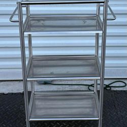 30”x15” Bathroom Storage Cart, Chrome Finish.  Chrome Metal Finish Modern/Industrial Style Sturdy and Durable Materials: Metal