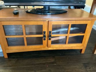 Mission Style TV Stand / Media Console with Glass Doors