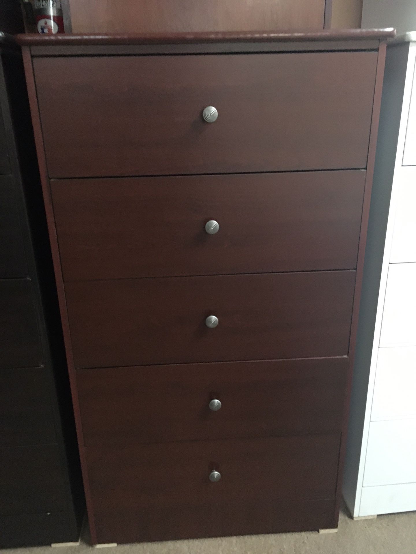 Brand new compressed wood jumbo dresser color cherry