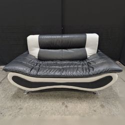 Contemporary Two-Tone Black and Cream Loveseat Sofa