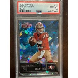 2022 Panini Honors Brock Purdy Blue Ice Rookie 06/15 PSA 10 POP 2 49ers RC