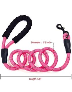 Dog Rope Leash Heavy Duty Durable Reflective Lead Padded Handle Walking Nylon
