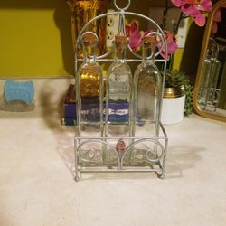 NEW! 3 Piece Oil Dispenser with Display Rack / 3 Piece Vinegarwo Dispenser with Display Rack 