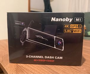 Nanoby M1 3-Channel 4K Dash Cam (Front/Cabin/Rear) + Free 64GB Card - New