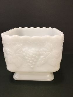 Vintage Square Milk Glass candy bowl by Anchor Hocking