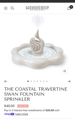 MINNIDIP THE COASTAL TRAVERTINE SWAN FOUNTAIN SPRINKLER