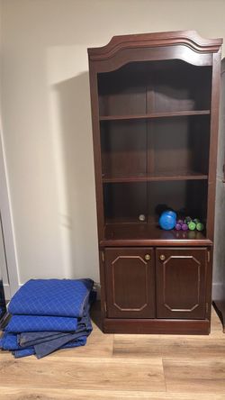 Cherry Wood Bookcase with Cabinet