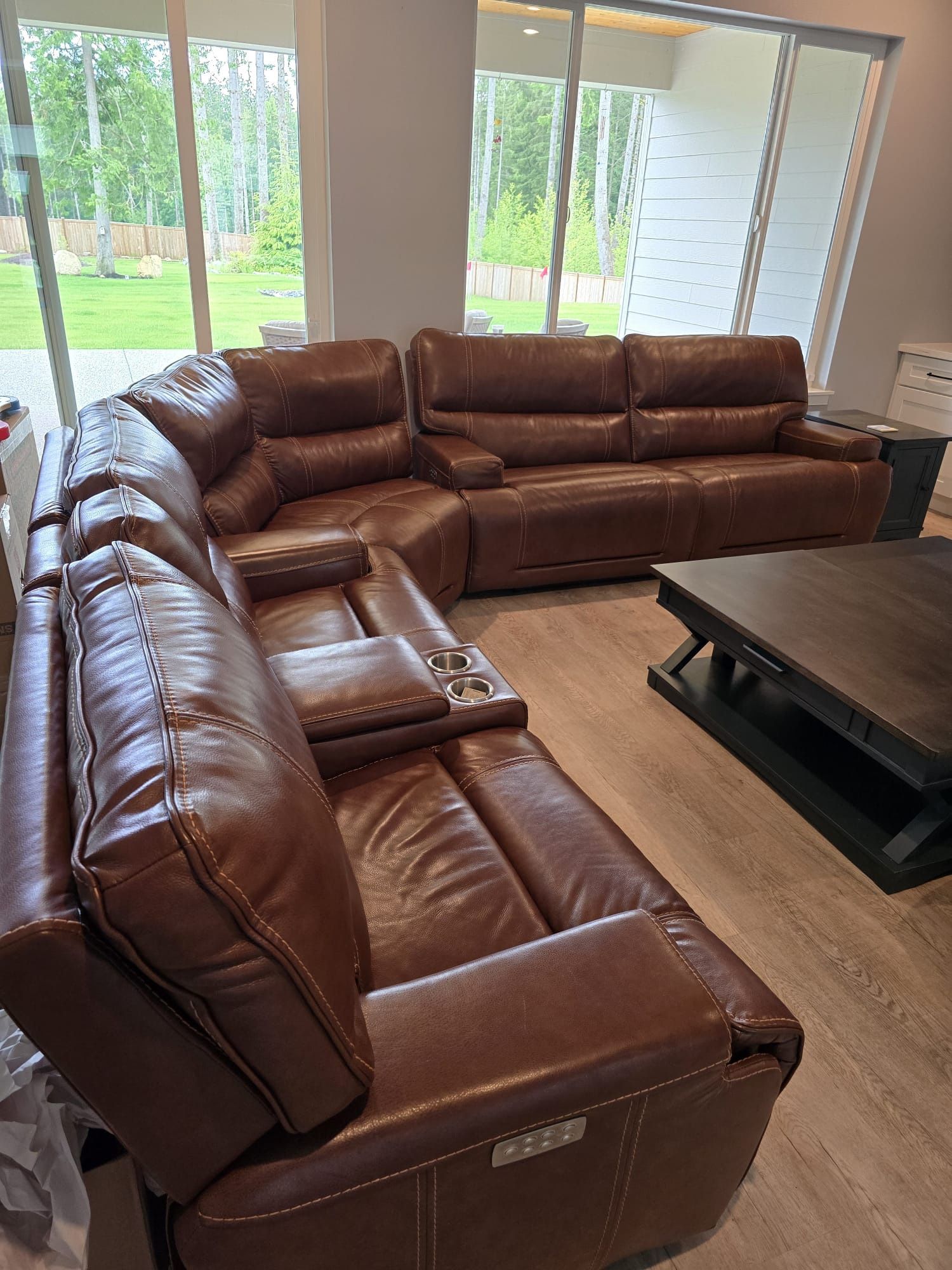 Leather Power Recliner Sectional