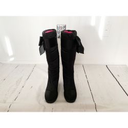 Kate Spade Black Quilted Bow Detail Boots