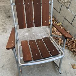Vintage Red Wood Rocking Chair Set Of Four 
