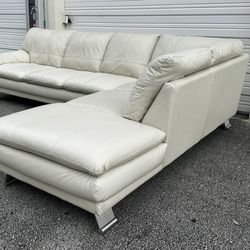 Sectional Couch/Sofa - Leather - Off White - Delivery Available 🚛