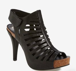 Black Cutout Peep-Toe High Heel Sandal - Women's