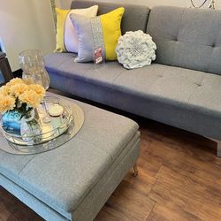 Gray Futon & Ottoman 