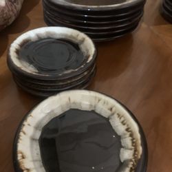 Vintage Mid Century Pfaltzgraf Brown Drip Dishes