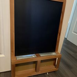 Hanging chalkboard message center with hooks