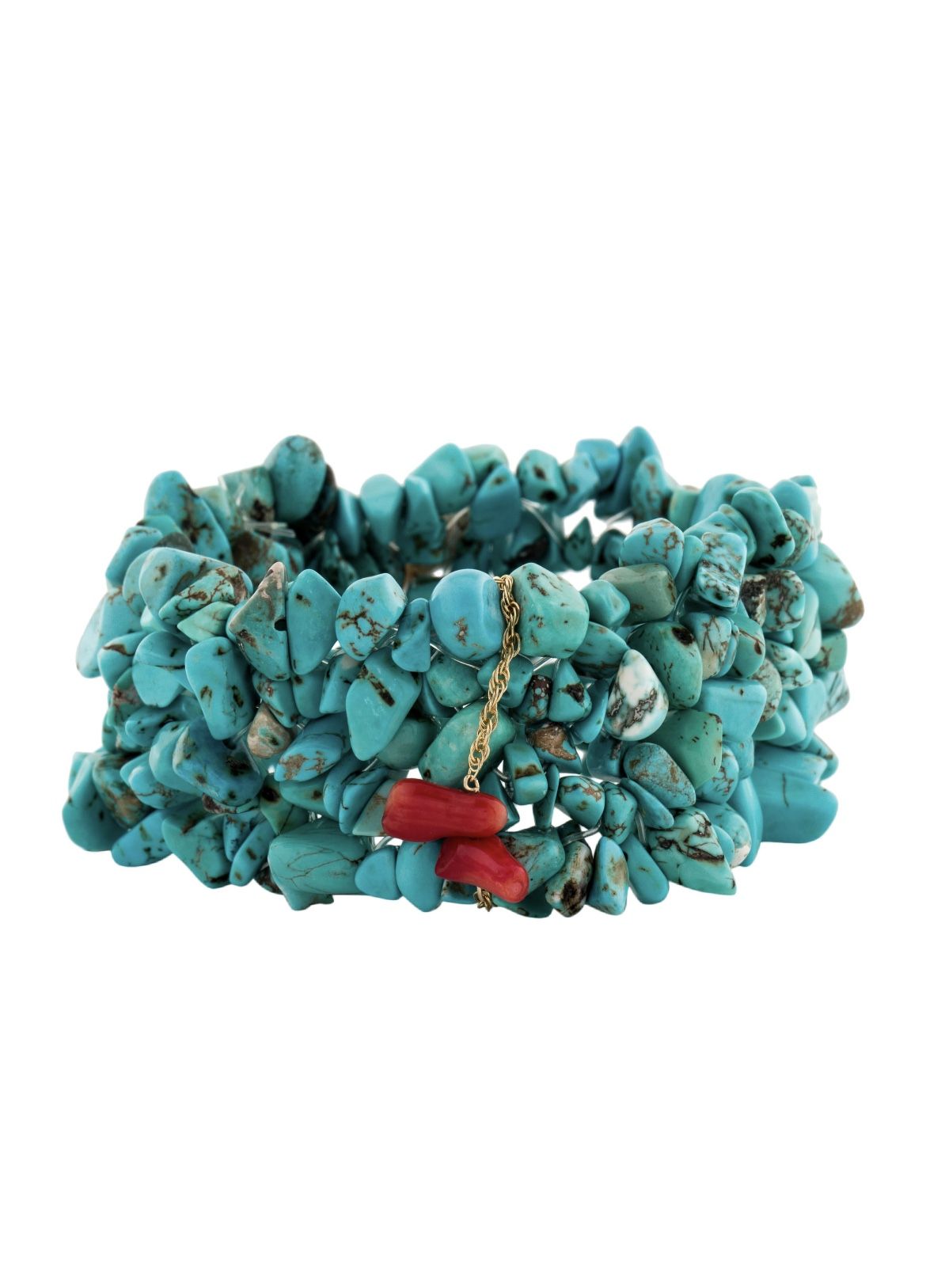 14k Gold Turquoise Coral Bracelet