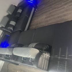 Sectional Sofa With LED Lights With Bluetooth Speakers & Wireless Phone Charger