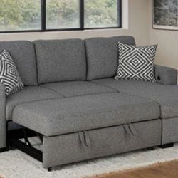 Brand New Grey Sectional Sofa Storage Sleeper 