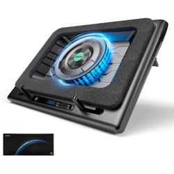 llano Gaming Laptop Cooler, Laptop Cooling Pad Stand with 5.5inch External Cooling Fan, Fast Cooling Computer Laptop 15.6-21in, Adjustable Speed, Touc