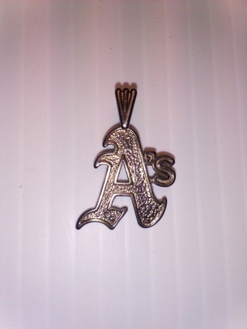 Oakland A's Charm SILVER STERLING - Athletics .925 Gold MLB 1990 RARE Pendent Necklace Athletic's Baseball 