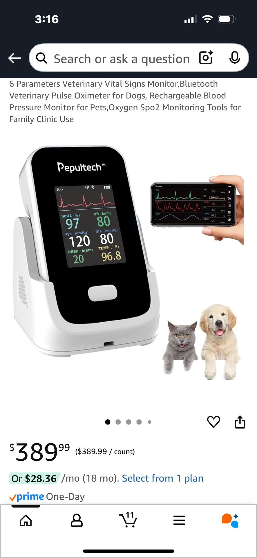 Veterinarian vital sign monitor