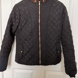 Novish Collection Women’s Black Quilted Lightweight Jacket Zipper Front Size M