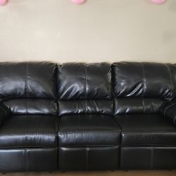 Leather Recliner Love Seat And 3 Seater Black